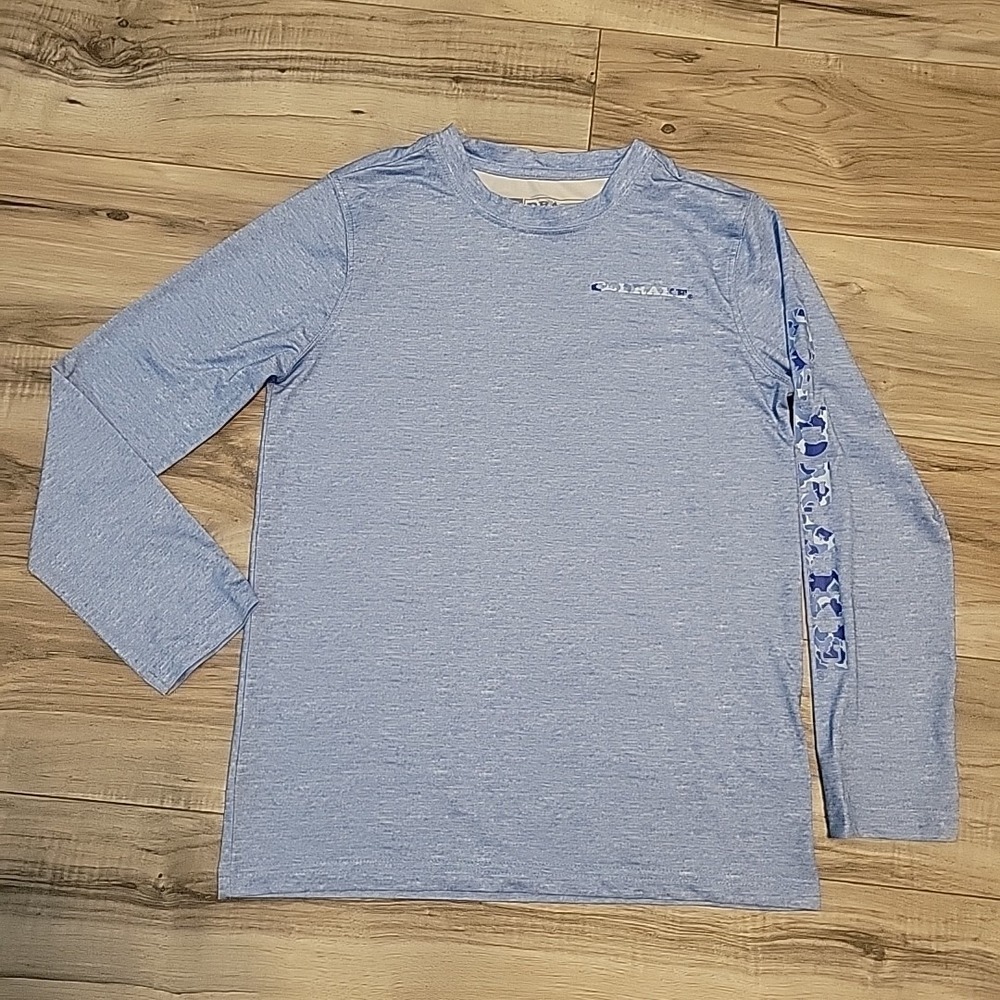 Drake Crewneck Shirt‎ Youth Small Blue Camo Logo Long Sleeve Fish Outdoor